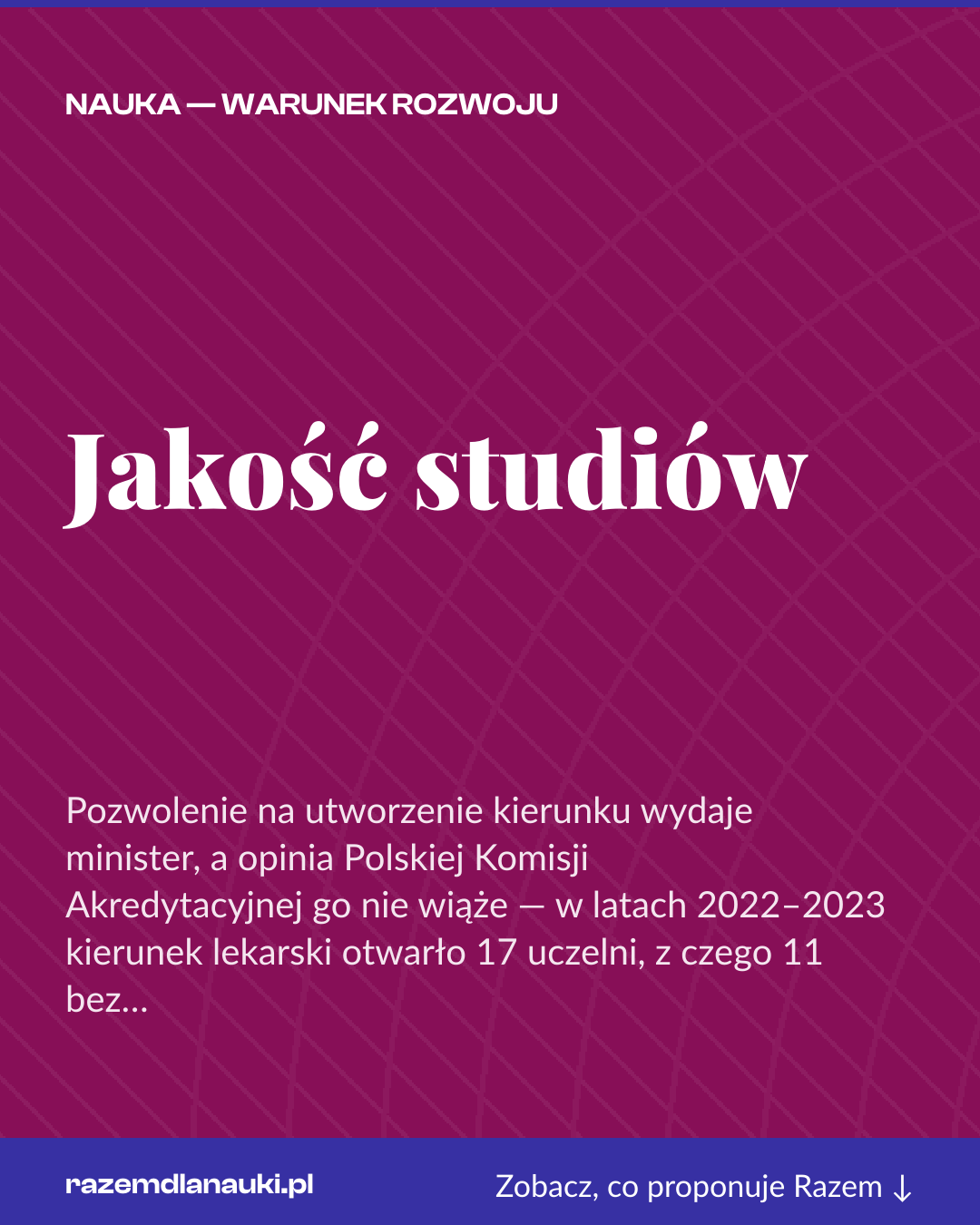 Grafika pionowa do udostępnienia: Jakość studiów