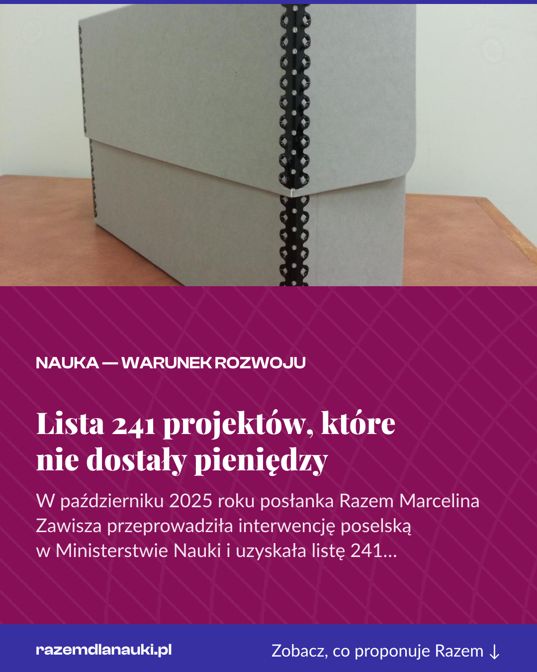 Grafika pionowa do udostępnienia: Lista 241 projektów, które nie dostały pieniędzy