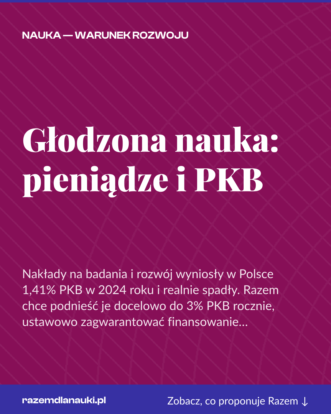 Grafika pionowa do udostępnienia: Głodzona nauka: pieniądze i PKB