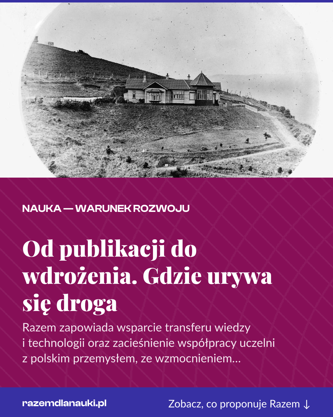 Grafika pionowa do udostępnienia: Od publikacji do wdrożenia. Gdzie urywa się droga