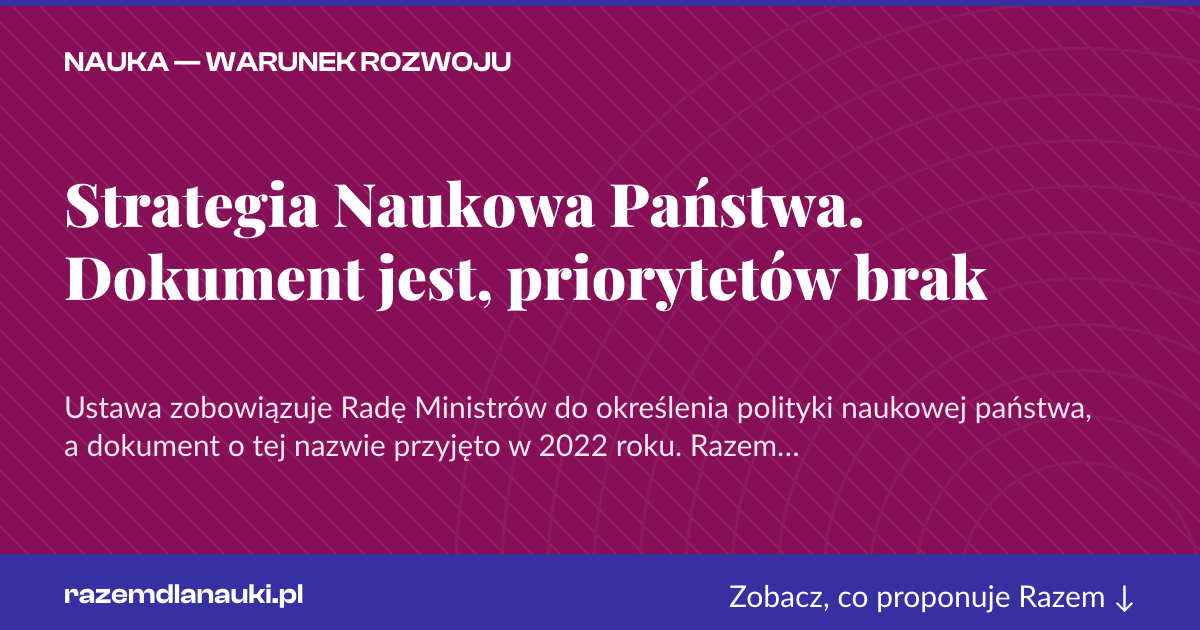 Karta social do udostępnienia: Strategia Naukowa Państwa. Dokument jest, priorytetów brak