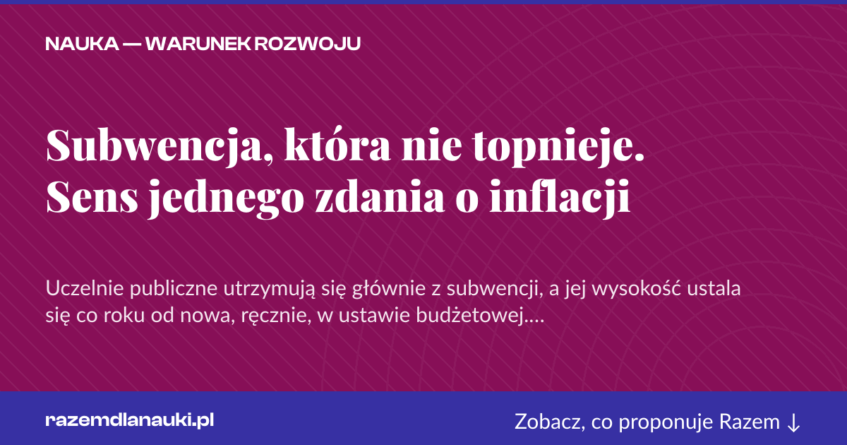 Karta social do udostępnienia: Subwencja, która nie topnieje. Sens jednego zdania o inflacji