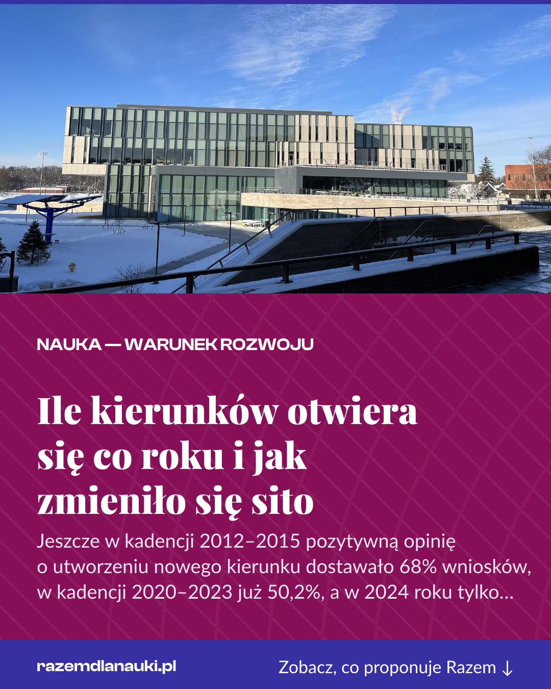 Grafika pionowa do udostępnienia: Ile kierunków otwiera się co roku i jak zmieniło się sito