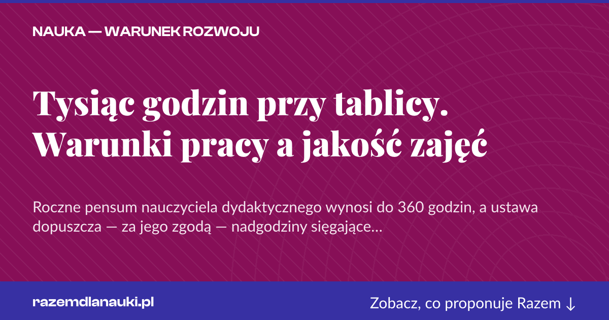 Karta social do udostępnienia: Tysiąc godzin przy tablicy. Warunki pracy a jakość zajęć