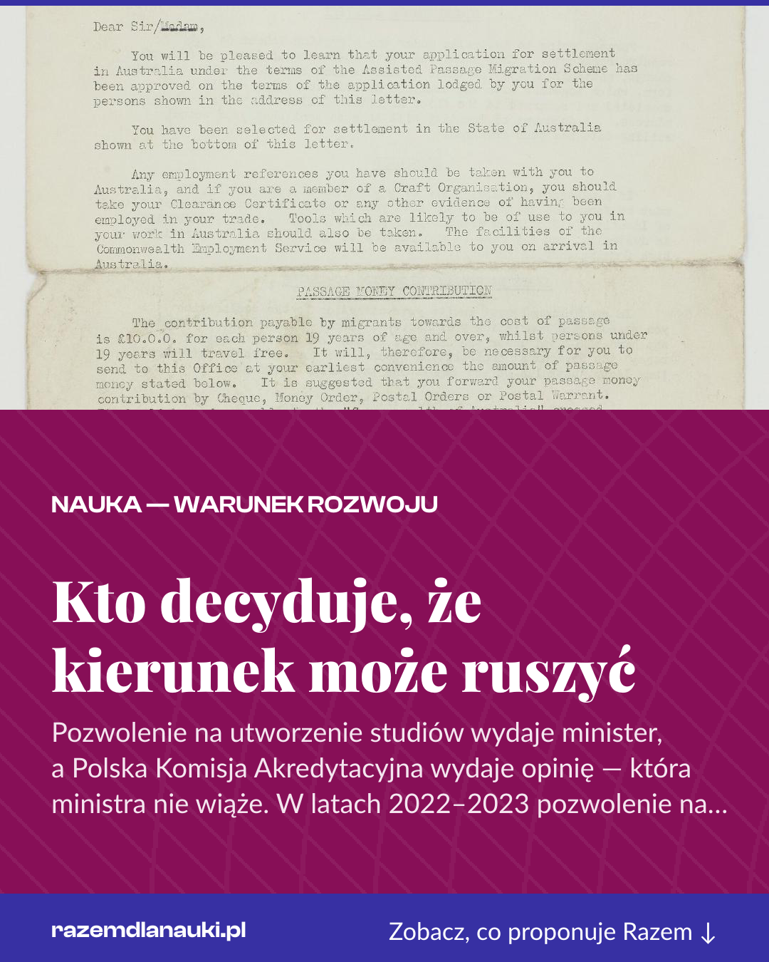Grafika pionowa do udostępnienia: Kto decyduje, że kierunek może ruszyć